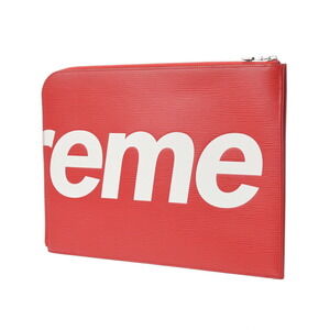 Louis Vuitton Pochette Supreme Clutch Bag Epi Red Jour White